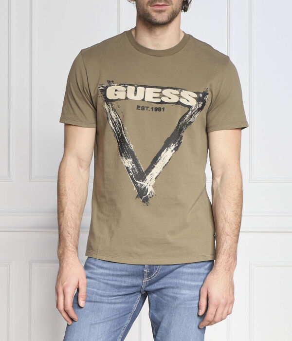 

Футболка Guess Jeans Brushed Triangle tee классического кроя, зеленый