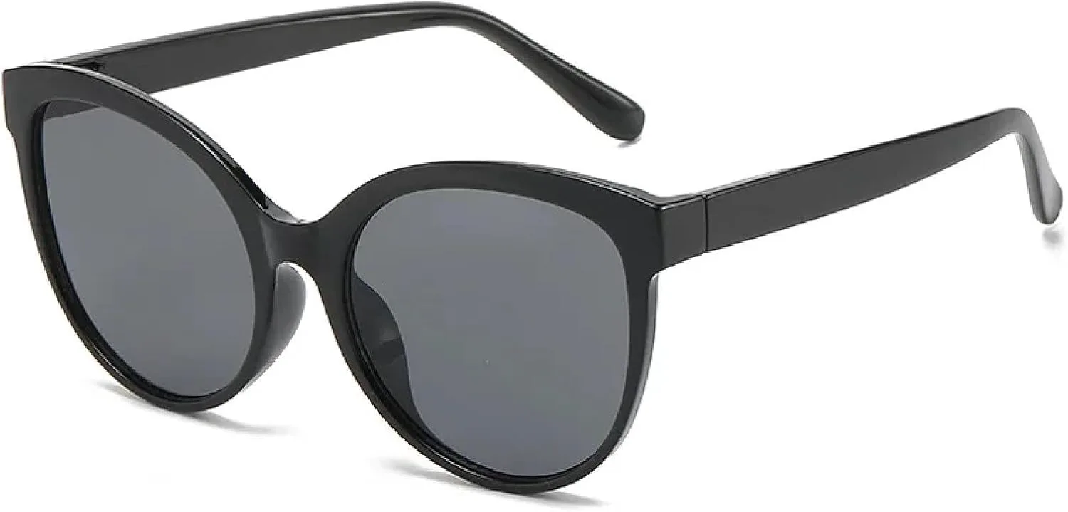 

Винтажные круглые солнцезащитные очки «кошачий глаз» для женщин, солнцезащитные очки для активного отдыха с защитой от УФ-излучения UV400 TOIPASTN, Black