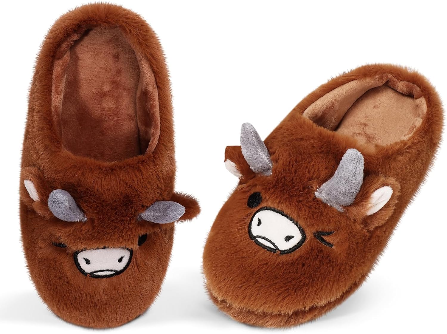 

Мужские и женские пушистые тапочки с изображением лошади/ленивца/горной коровы, забавные домашние тапочки с мягкой мемори-пеной, теплые тапочки-слипоны Secret Slippers, Highland Cow