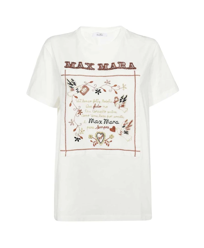 

Вышитая хлопковая футболка Max Mara, белый