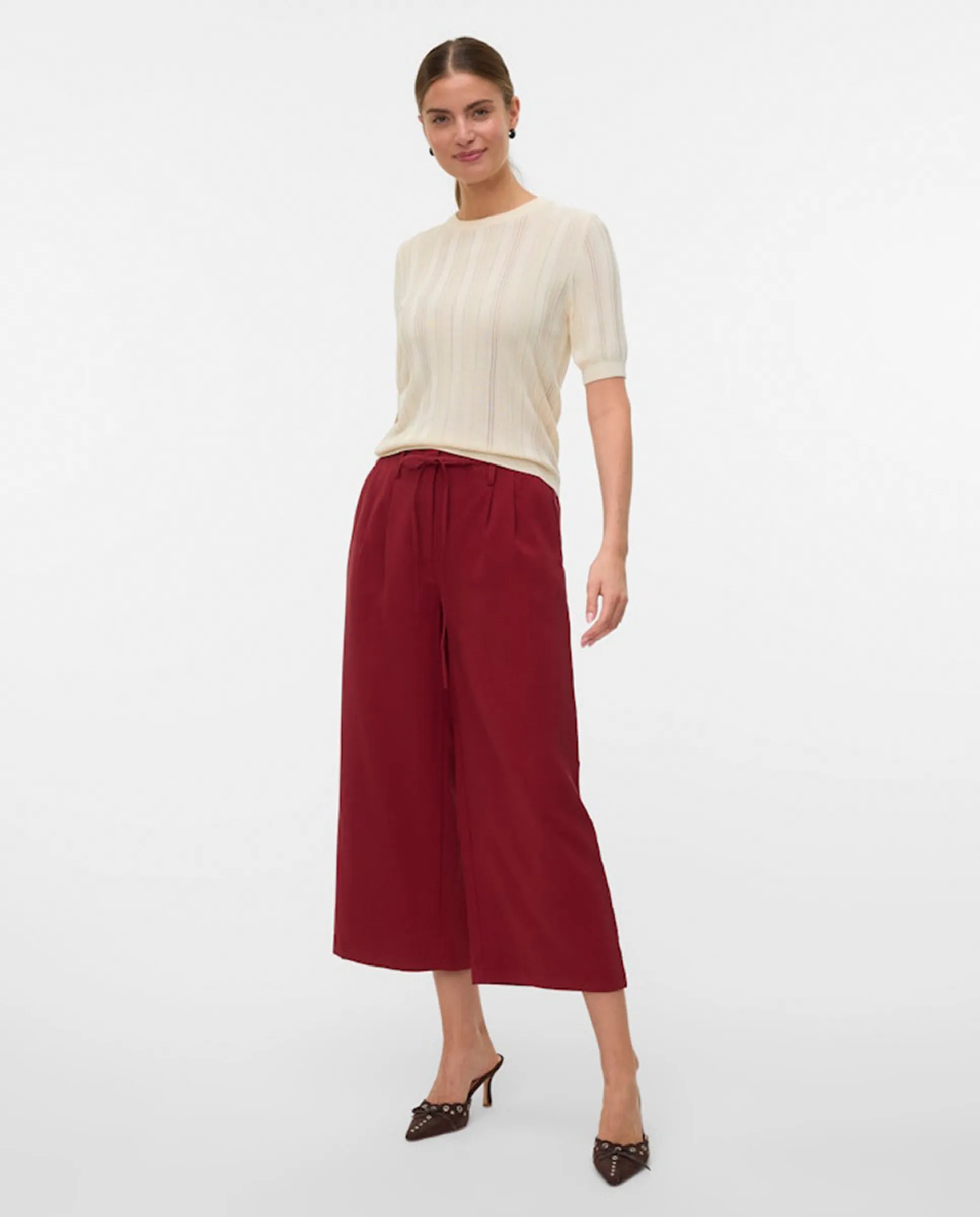 

Женские брюки с регулируемой талией широкие Vero Moda, красный