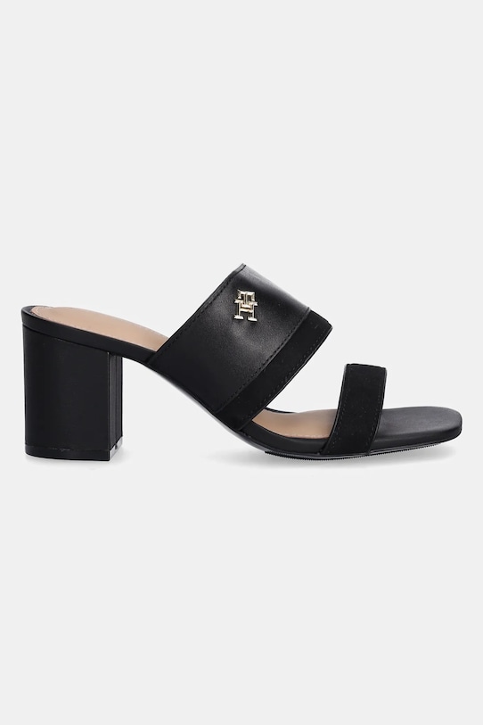 Кожаные шлепанцы LEATHER & SUEDE BLOCK HEEL MULE Tommy Hilfiger, черный — фото 2