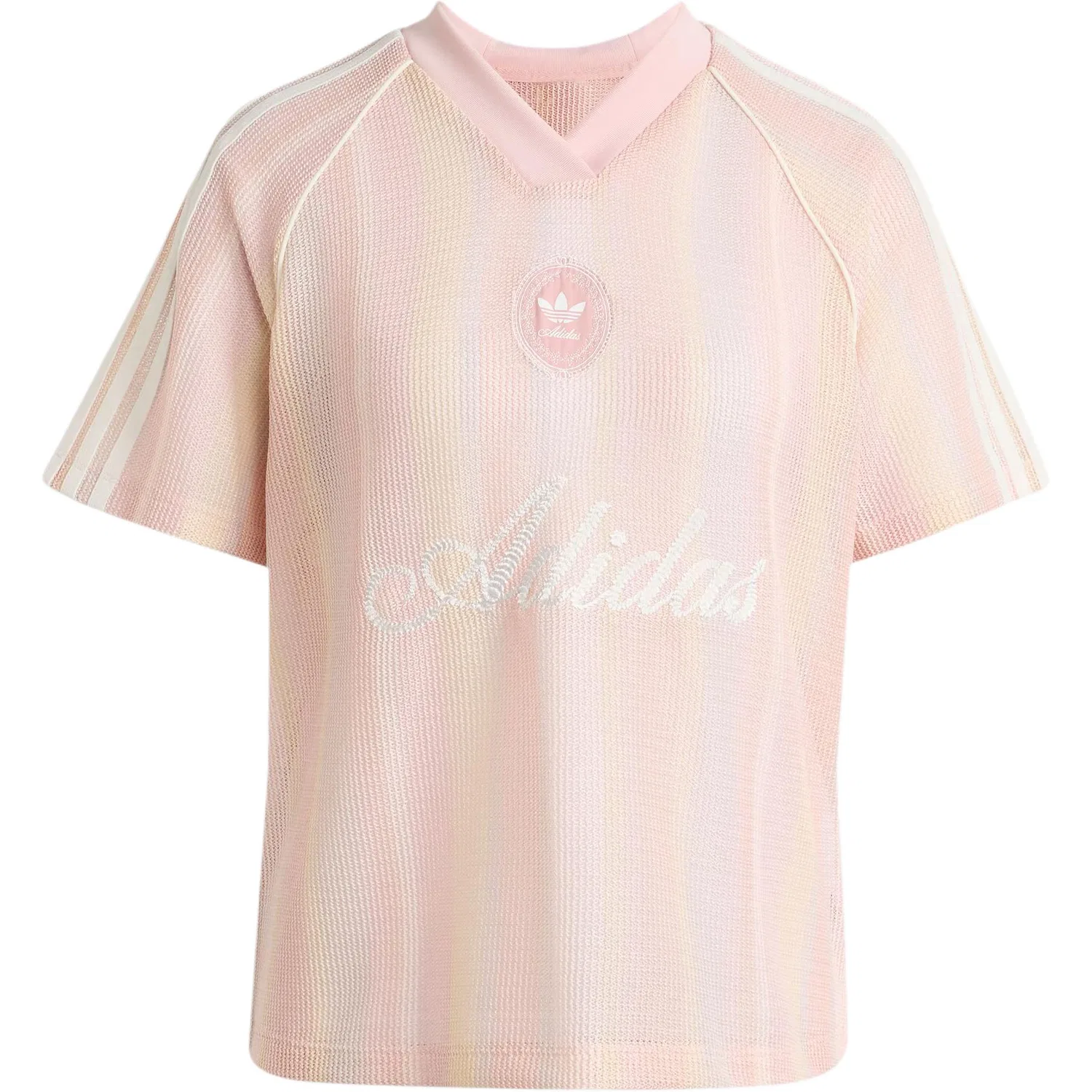 Женская трикотажная футболка с рукавом реглан Adidas Originals, Light Pink/Light Yellow/Ivory