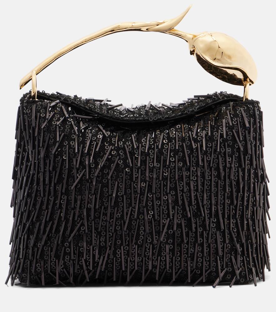 

Мини-сумка тоут Bloom с декоративными элементами Erdem, Black