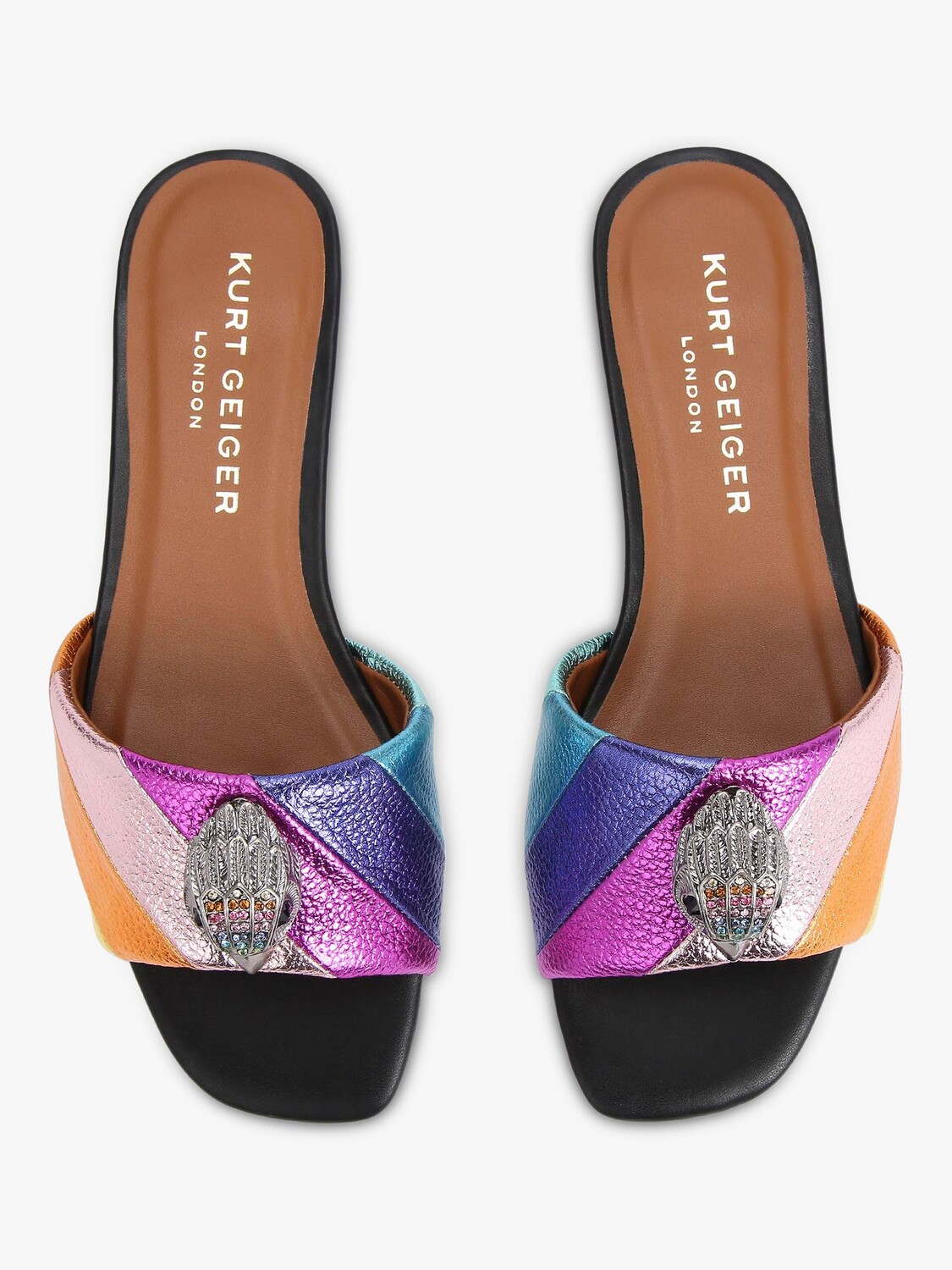 Кожаные сандалии на плоской подошве Kurt Geiger London Kensington, разноцветный — фото 3