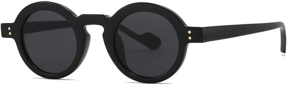 

Солнцезащитные очки в стиле панк с маленькой круглой оправой для женщин и мужчин, роскошные, винтажные, популярные, с заклепками, защита от УФ-излучения UV400 TYUVIVO, Black Black