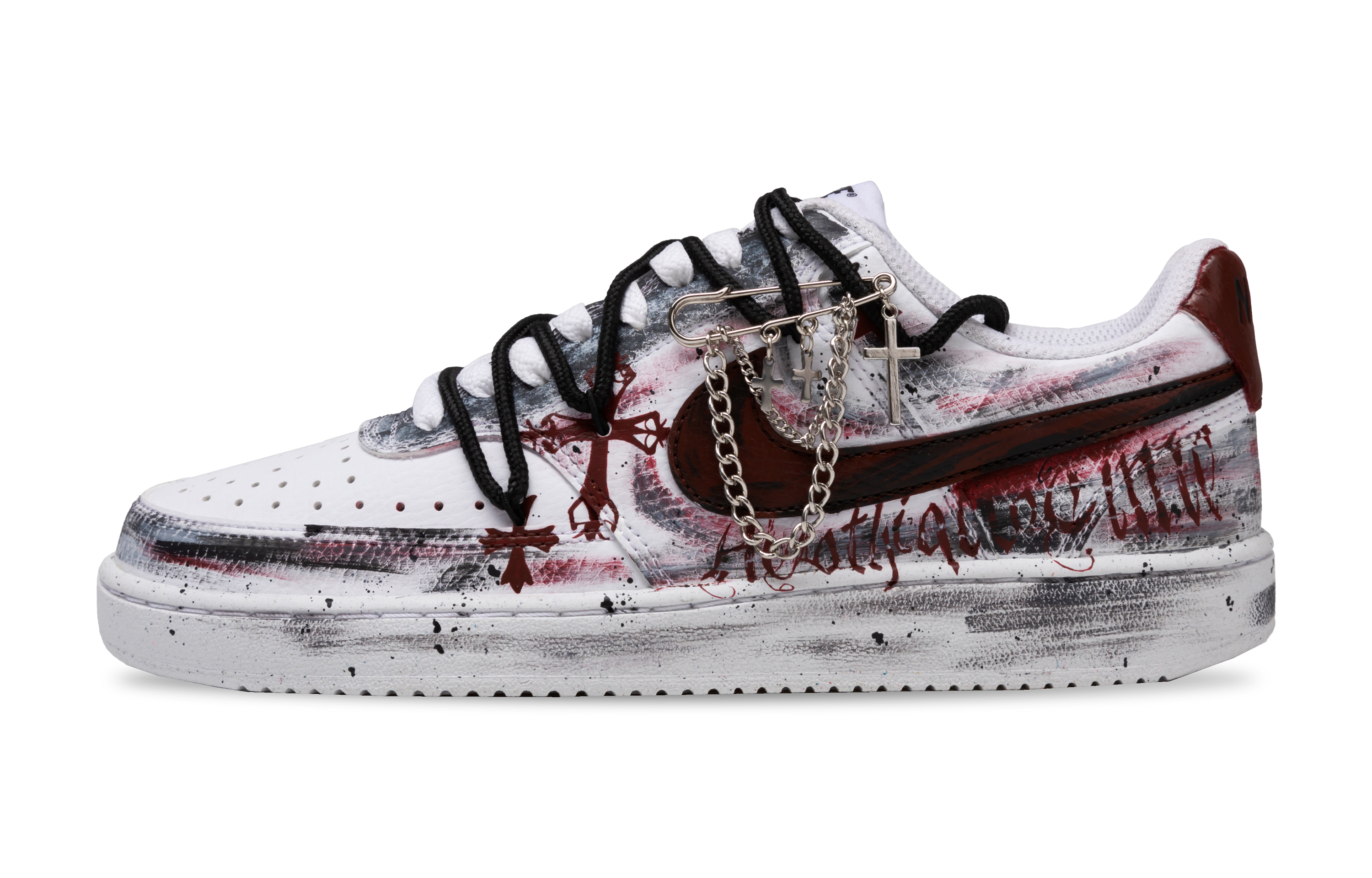 

Nike Кроссовки Court Vision 1 с низким верхом, амортизирующие, противоскользящие, износостойкие, для скейтбординга, мужские, бордовые