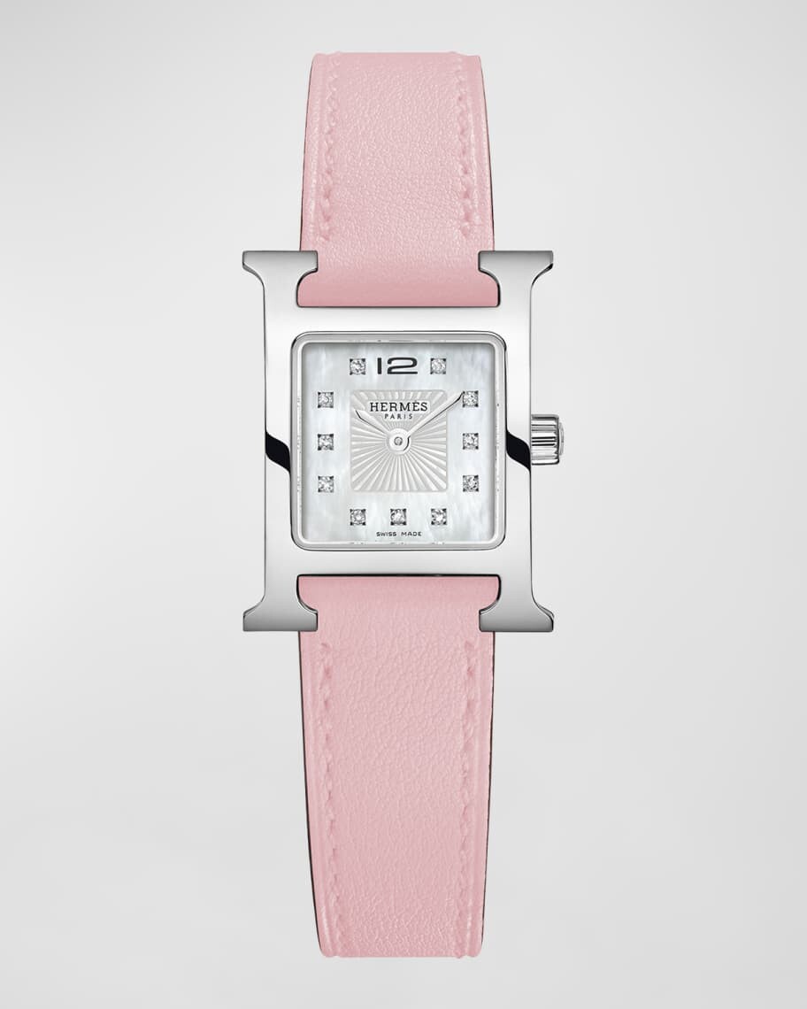 

Перламутровые часы Heure H Diamond диаметром 30 мм с кожаным ремешком Hermès