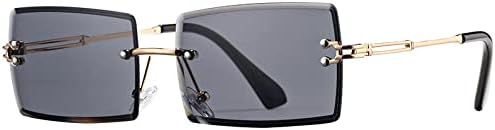 

Солнцезащитные очки без оправы прямоугольной формы для женщин, модные квадратные очки без оправы для мужчин, сверхлегкие очки с защитой от УФ-излучения UV400, унисекс MTZJH, C2 Black