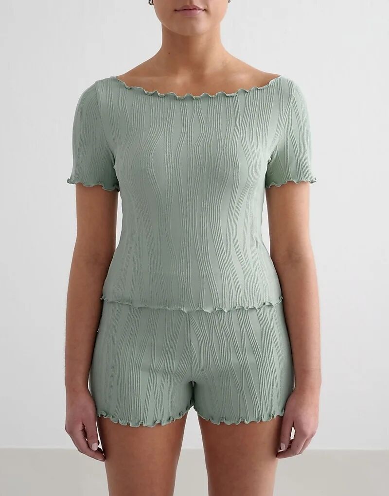 

Топ с короткими рукавами Aim'n Aqua Tulip бирюзового цвета