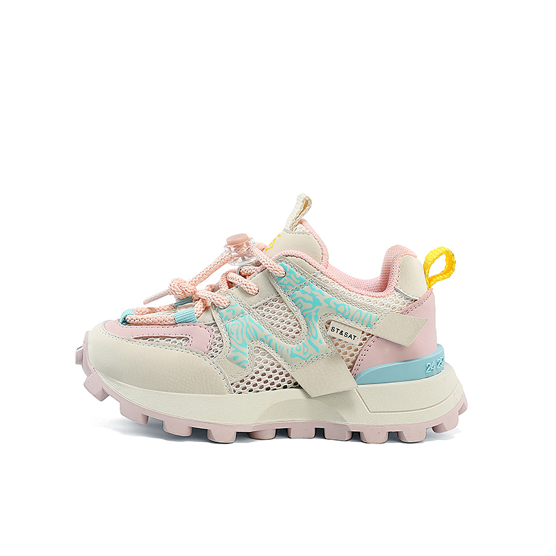 

Скользоустойчивые противоударные амортизирующие износостойкие дышащие повседневные детские кроссовки Kids' ST&SAT, розовый/синий