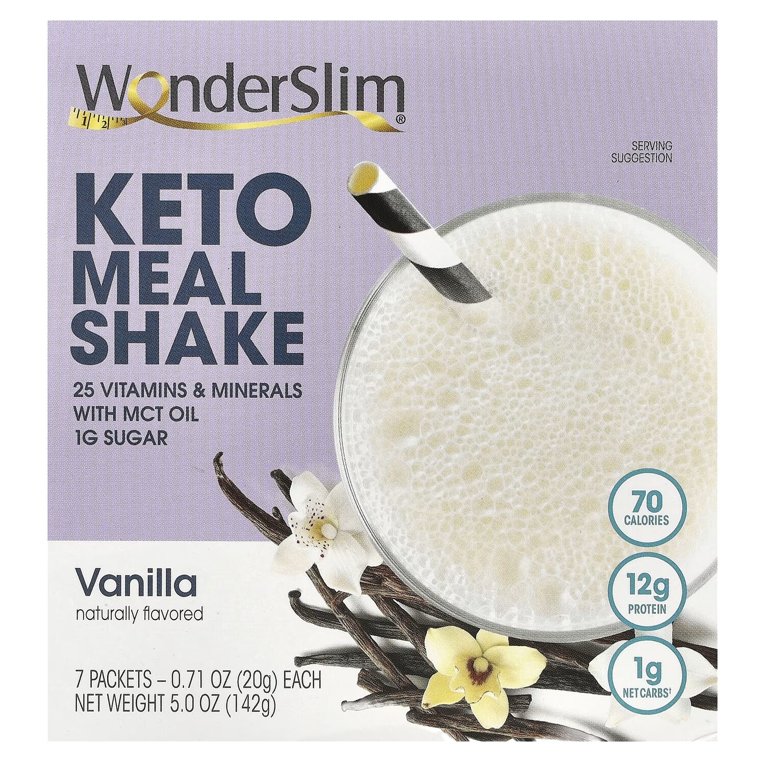 

WonderSlim Keto Meal Shake Vanilla 7 пакетов по 0,71 унции (20 г) каждый