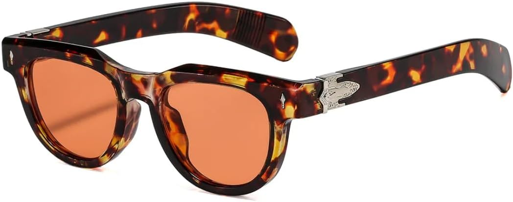 

Классические солнцезащитные очки с заклепками для женщин и мужчин, винтажные солнцезащитные очки в стиле панк, популярные очки с большой оправой для вождения на открытом воздухе SZVVBKK, Leopard Orange