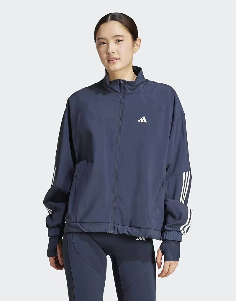 

Ветровка Adidas performance Hyperglam свободного кроя в цвете «чернила авроры» / белого / черного цвета