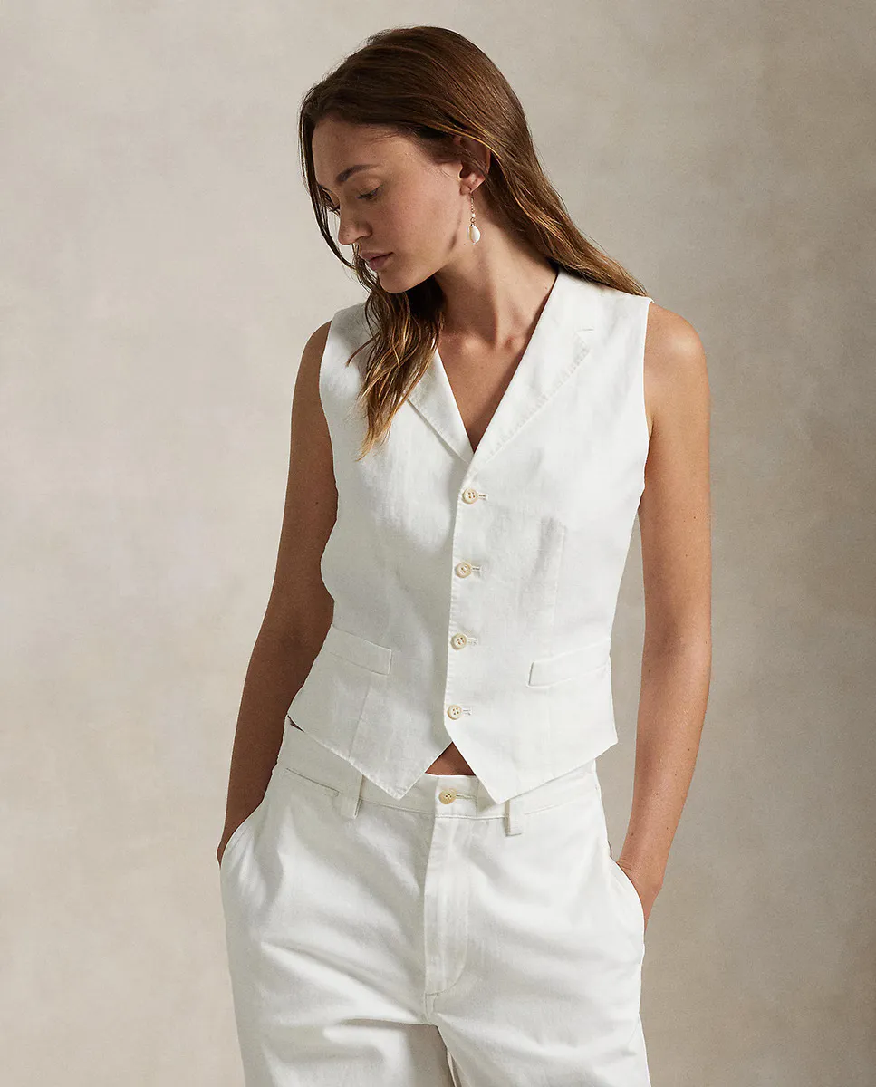 

Женский льняной жилет Polo Ralph Lauren, белый