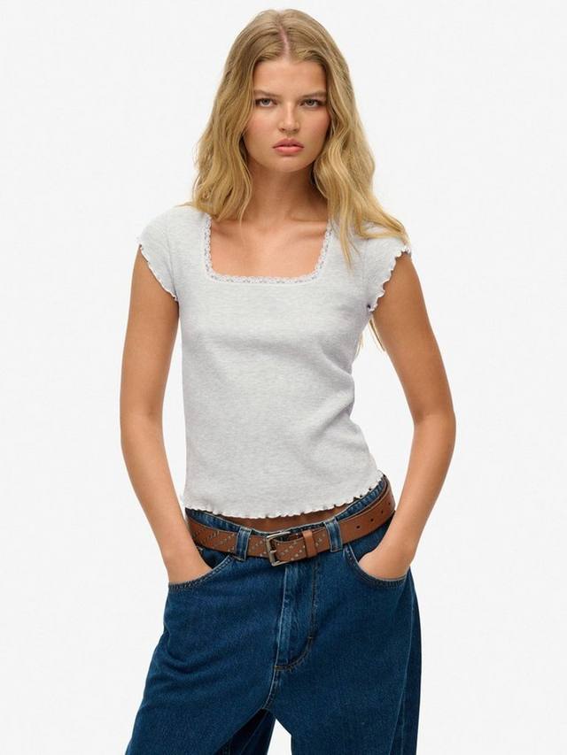 

Футболка с квадратным вырезом Essential Superdry, Glacier Grey Marl