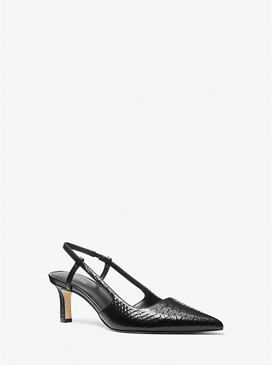 Туфли-Лодочки Alora из кожи с тиснением под змею Michael Kors, черный