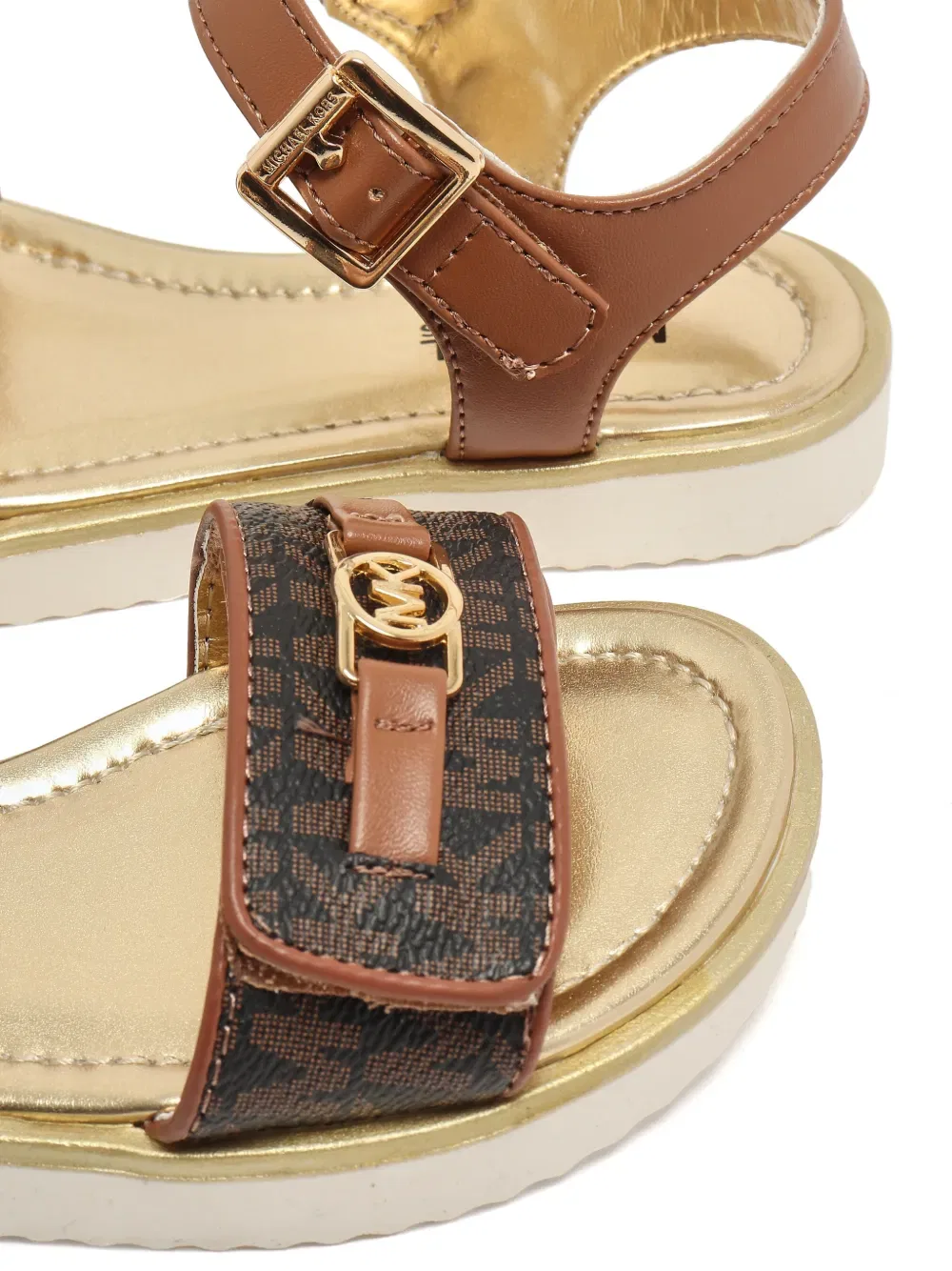 Сандалии с монограммой и логотипом Michael Kors Kids, коричневый — фото 4