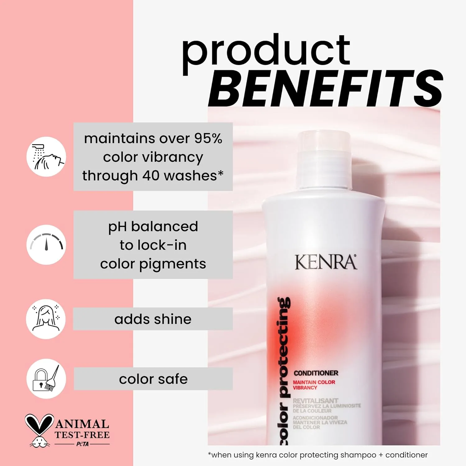 Кондиционер Kenra Color Protecting для защиты цвета, сохраняет яркость более 95% после 40 стирок, усиливает блеск, pH-баланс, для всех типов волос 286.34 г — фото 2