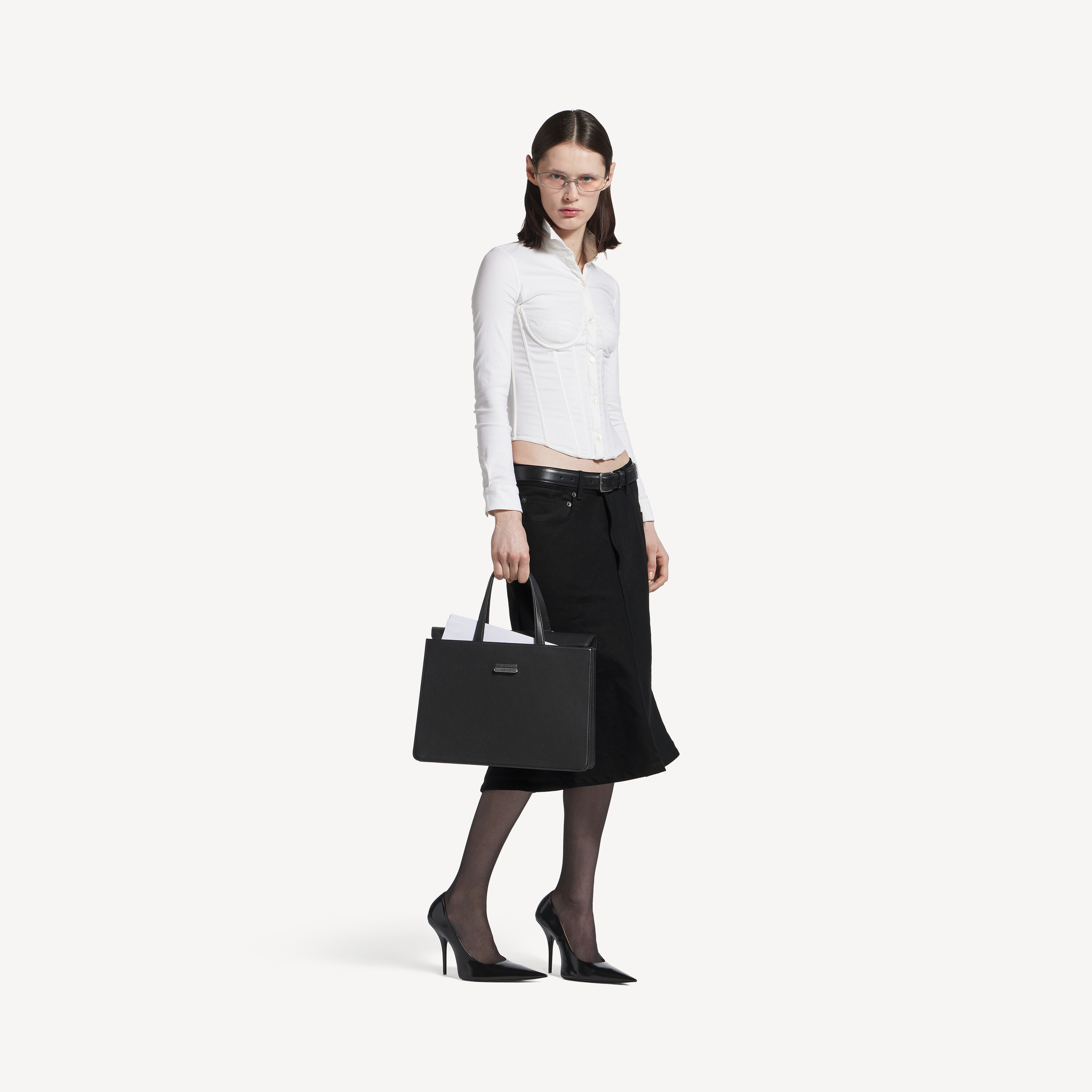

Женская юбка миди с годе, черная BALENCIAGA, черный