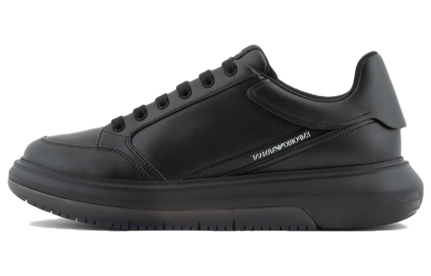 

Кроссовки EMPORIO ARMANI Logo-print Leather Sneakers, черный