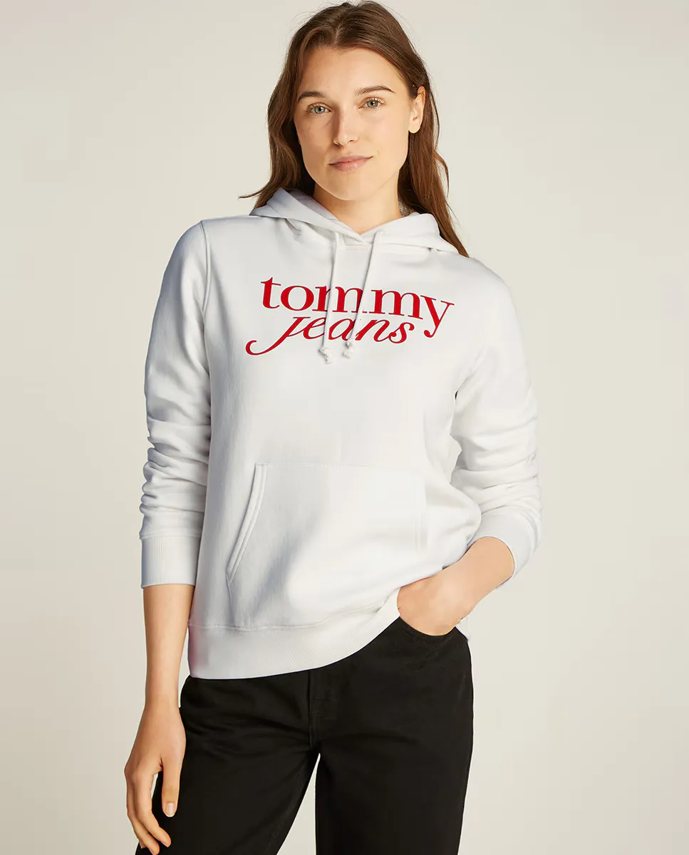 

Женская толстовка с капюшоном и карманом-кенгуру Tommy Jeans, цвет Crudo