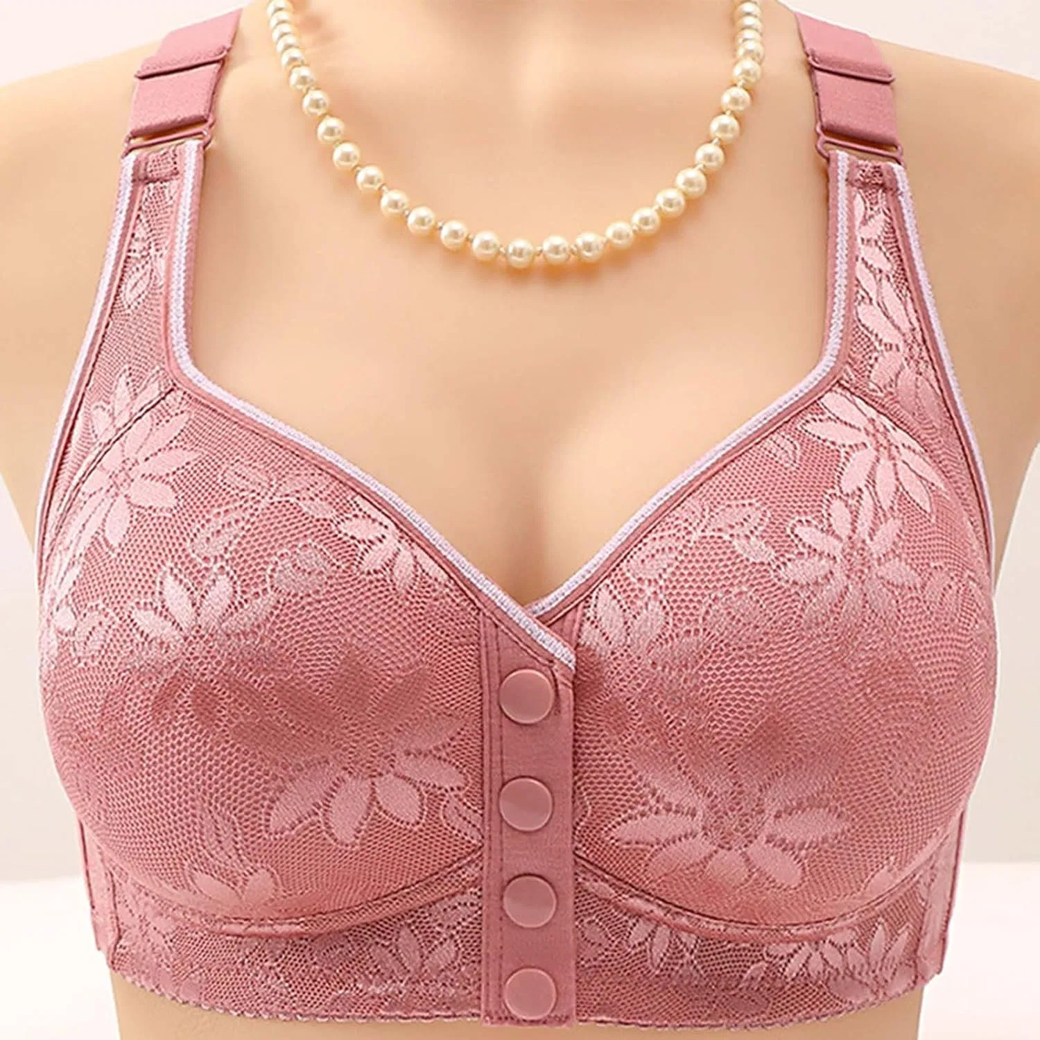 Бюстгальтер с передней застежкой, без косточек, Generic, X1-hot Pink — фото 2