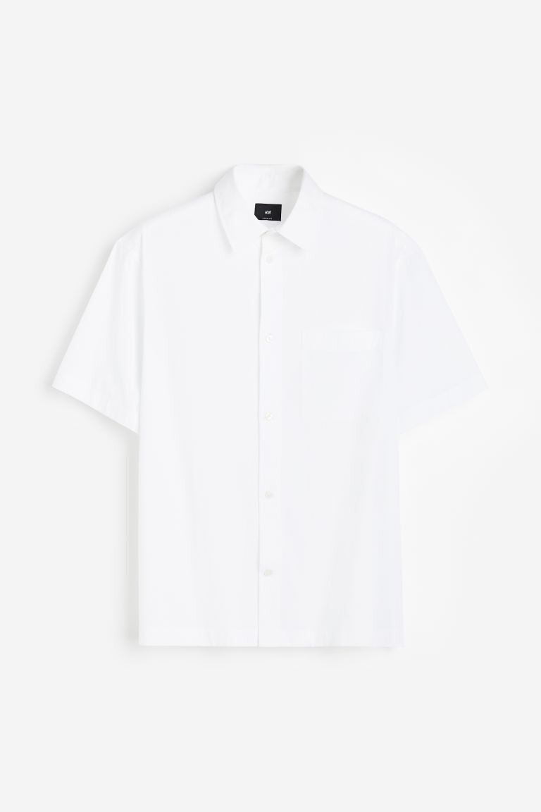 

Рубашка с короткими рукавами, свободного кроя H&M, белый