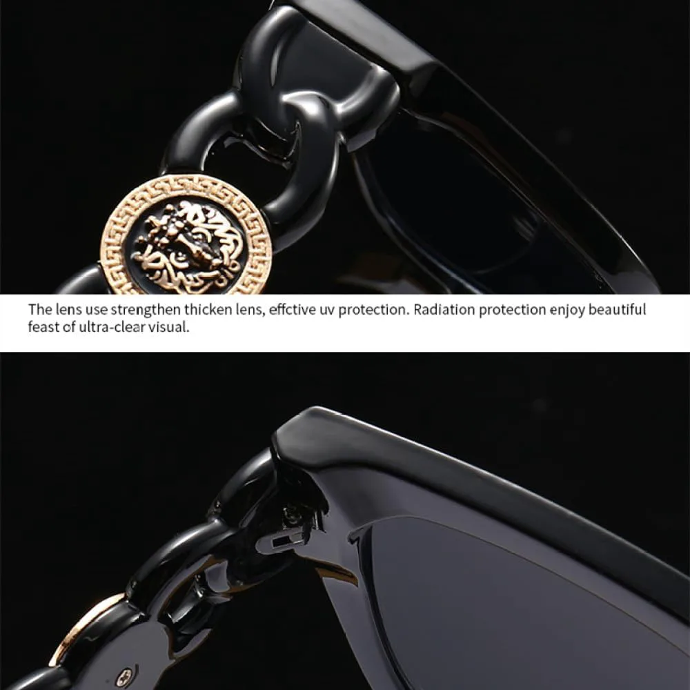 

Модные квадратные женские солнцезащитные очки, стильные большие черные солнцезащитные очки в винтажном стиле с защитой от УФ-излучения UV400 MTZJH, Black