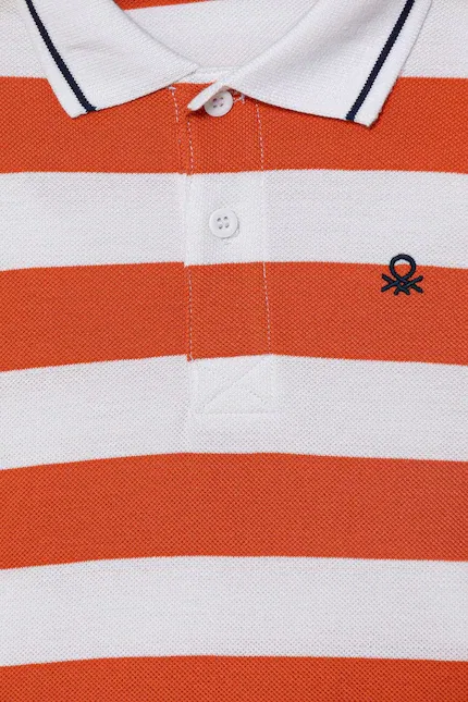 Поло хлопковое Polo United Colors of Benetton, оранжевый — фото 3