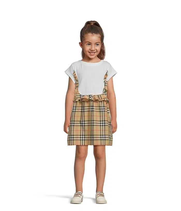 Платье с рюшами Rhonda Frill Burberry Kids, White