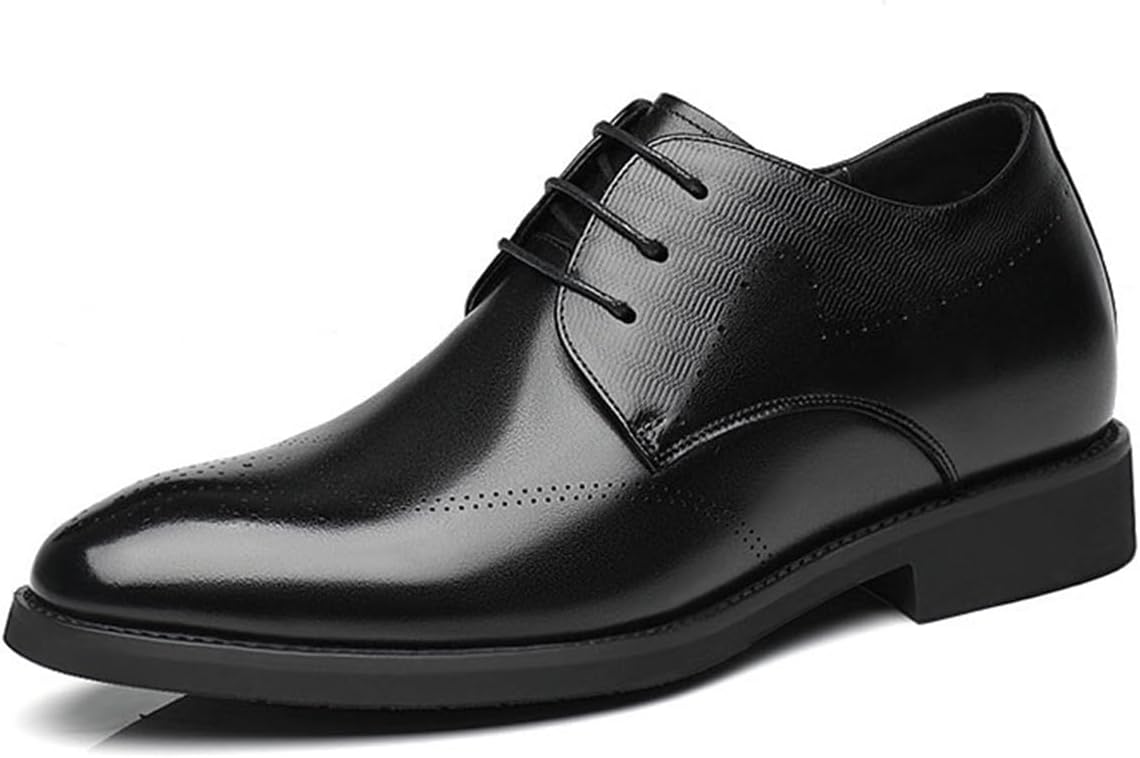 

Мужские кожаные оксфорды с подъемом UKUBOXBAG, шнуровка, увеличивающие рост, деловая обувь с заостренным носком для вечеринок, встреч и повседневной носки, черный