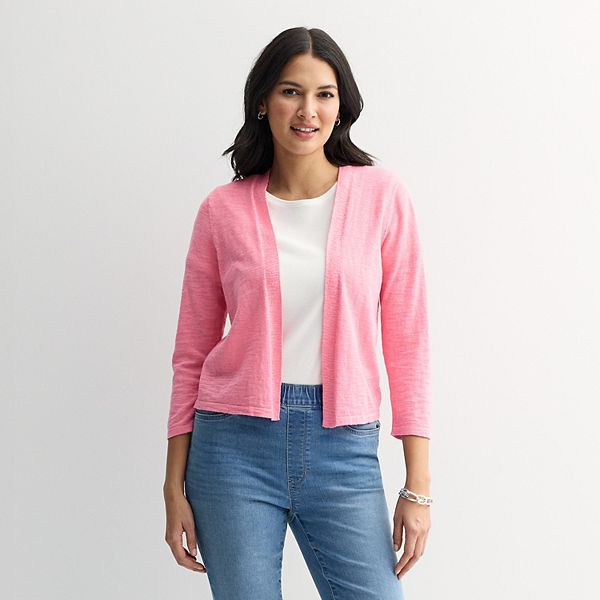 

Женский кардиган с открытой передней частью и рукавом три четверти Croft & Barrow, Petunia Blush