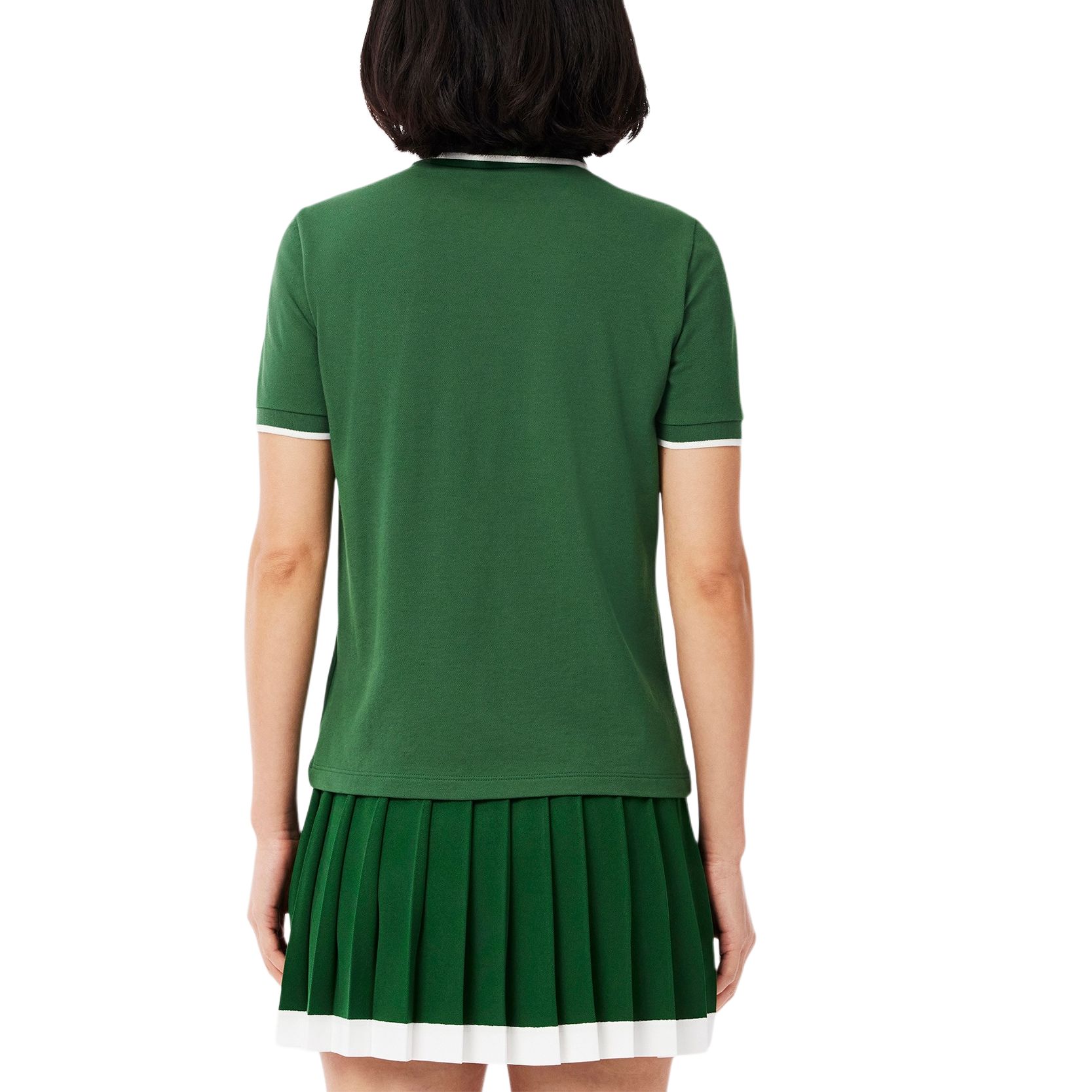 Футболка поло женская LACOSTE, белый/морской синий — фото 4