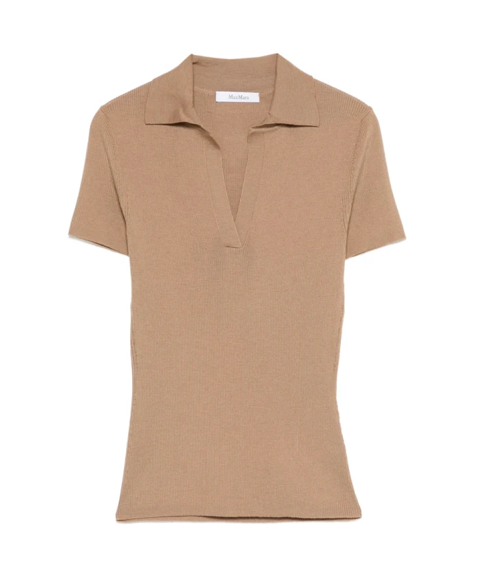 

Вязаный свитер в рубчик с V-образным вырезом Max Mara, коричневый