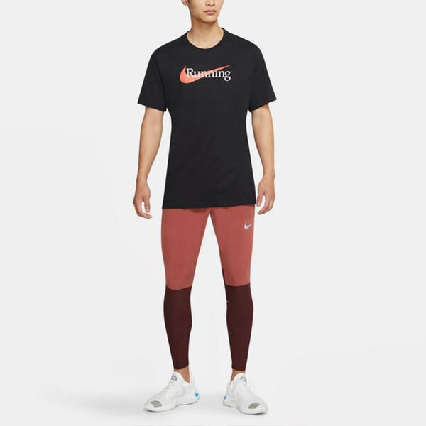 Футболка running logo printing sports short sleeve black Nike, черный — фото 3