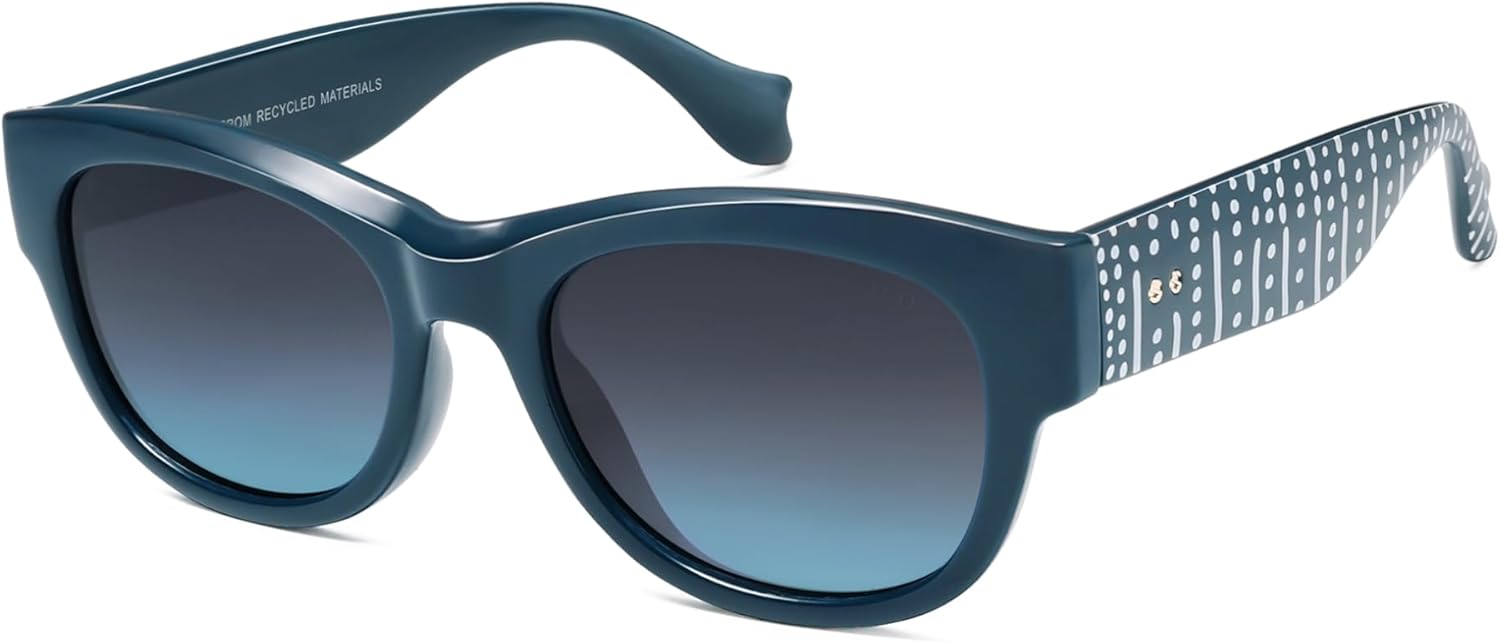 

Солнцезащитные очки SOJOS Ocean Collection Classic Polarized Square для женщин и мужчин, оправа из переработанного пластика, экологичные, защита от УФ-излучения UV400, цвет Bloom, Blue/Blue