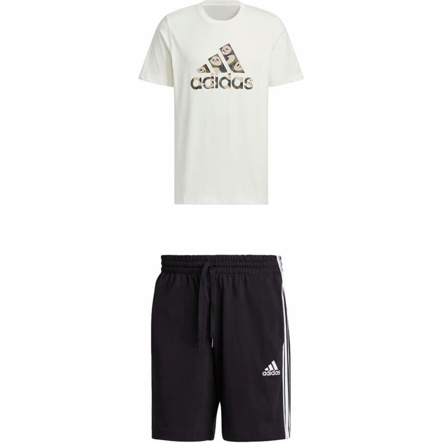 

Повседневный спортивный мужской комплект белый + черный Adidas, черный