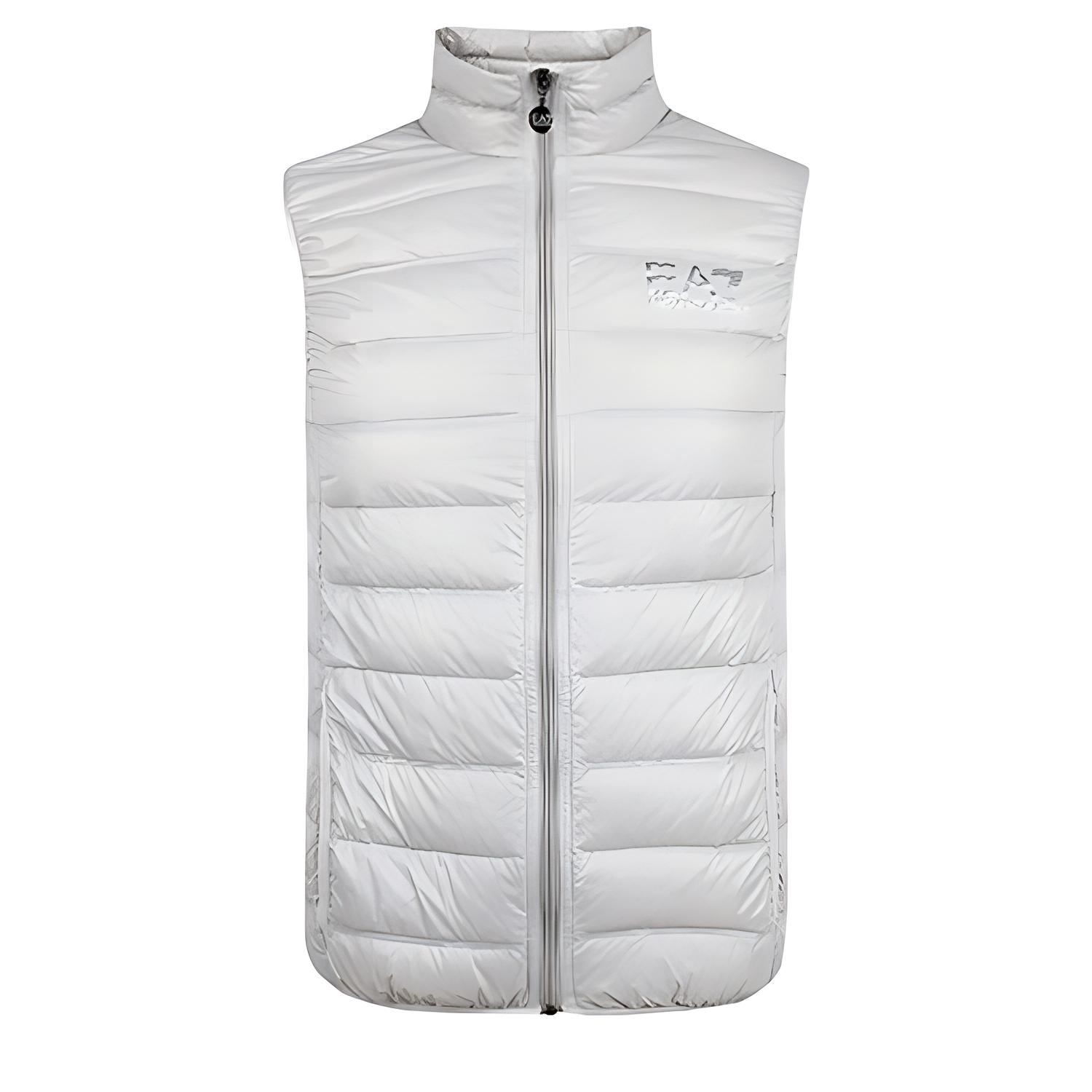 

EMPORIO ARMANI EA7 Пуховый жилет мужской, серо-белый