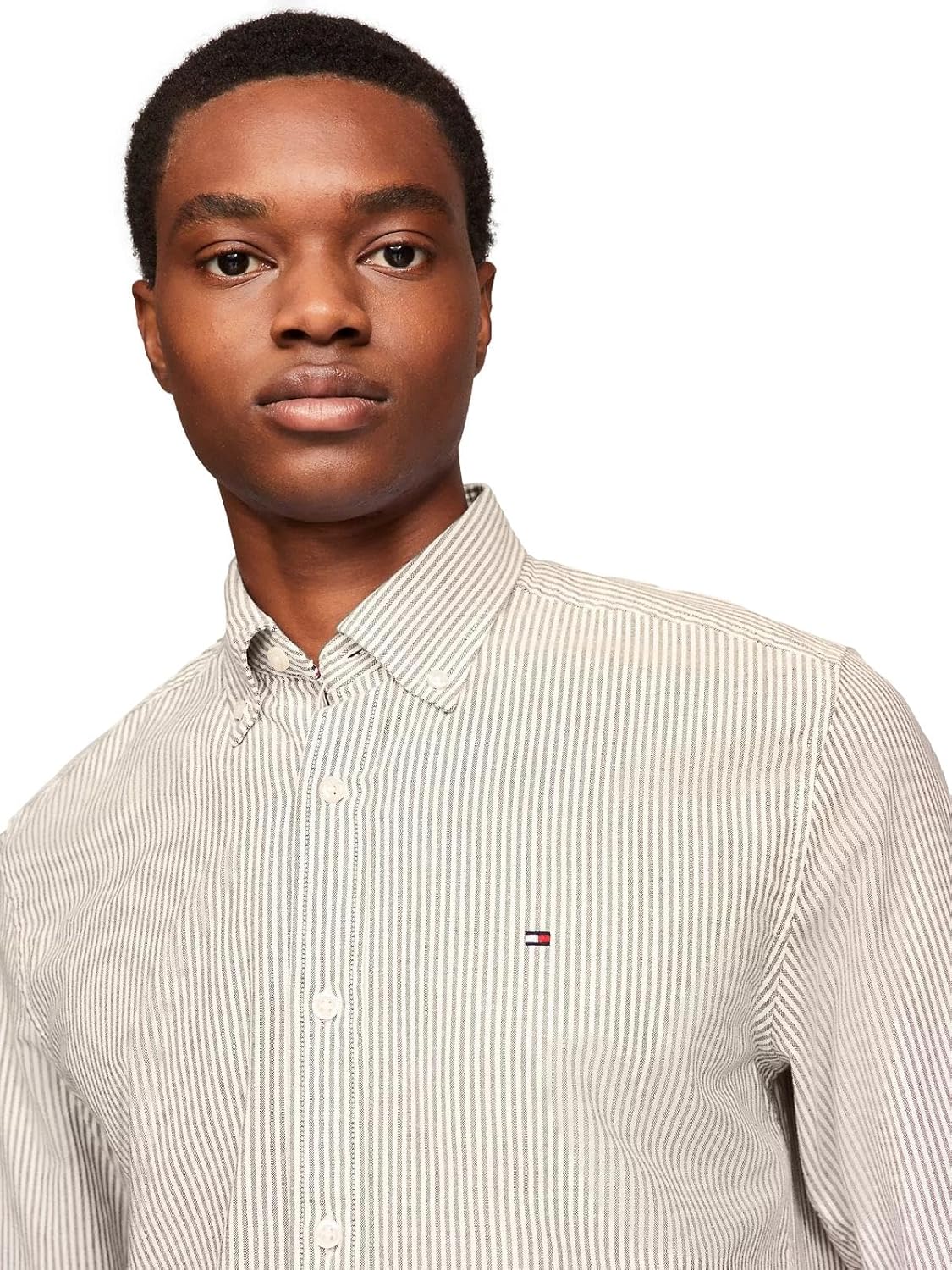 Рубашка Tommy Hilfiger Signature Long Sleeve Casual Button Down, классический бежевый/полоска — фото 3