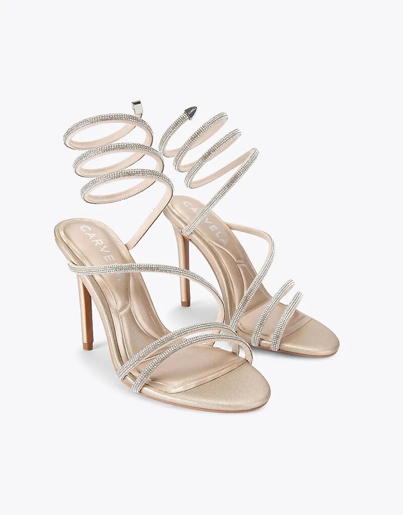 Босоножки на каблуке Carvela Spiral 105 в золотом цвете — фото 2