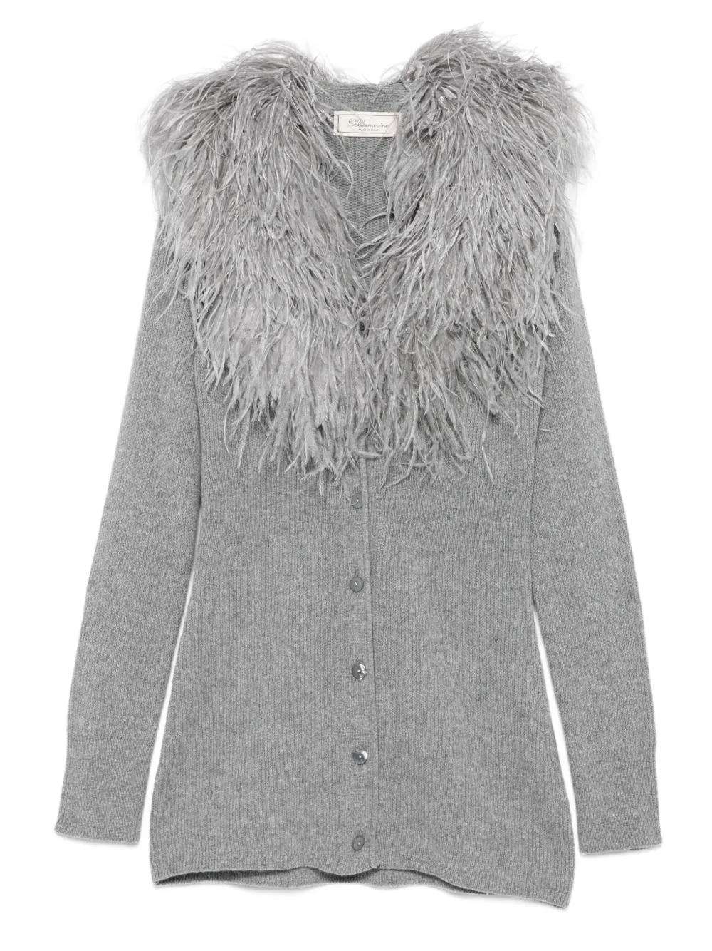 

Шерстяной кардиган с перьями BLUMARINE, серый