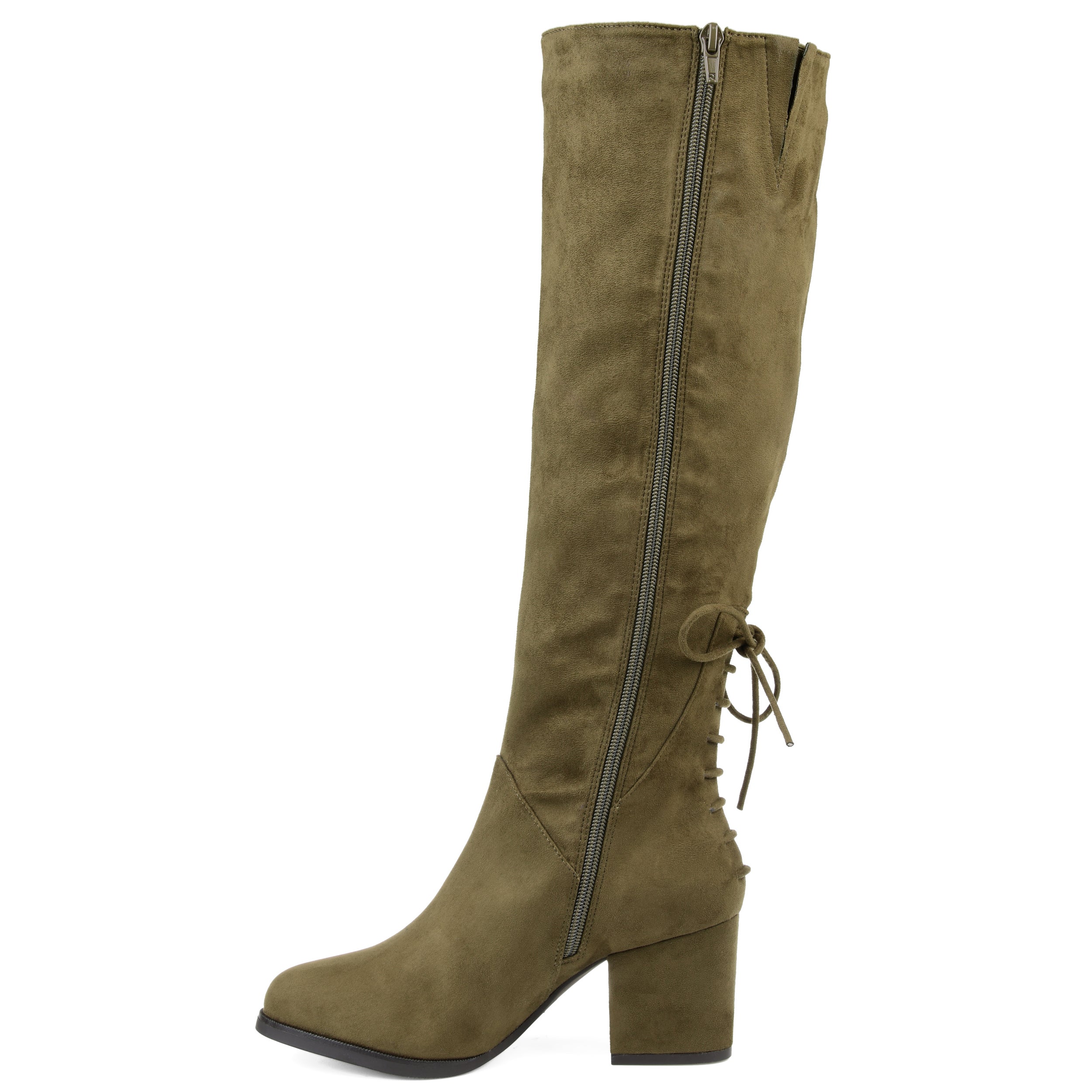 Женские сапоги Leeda Tru Comfort из коллекции Journee с блочным каблуком и пенопластовым покрытием до колена, оливковый — фото 2