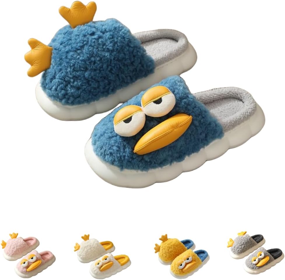 

Мягкие плюшевые тапочки «Милая уточка» для женщин и мужчин, удобные и теплые, пушистые домашние тапочки для улицы и дома, с нескользящей подошвой Generic, синий