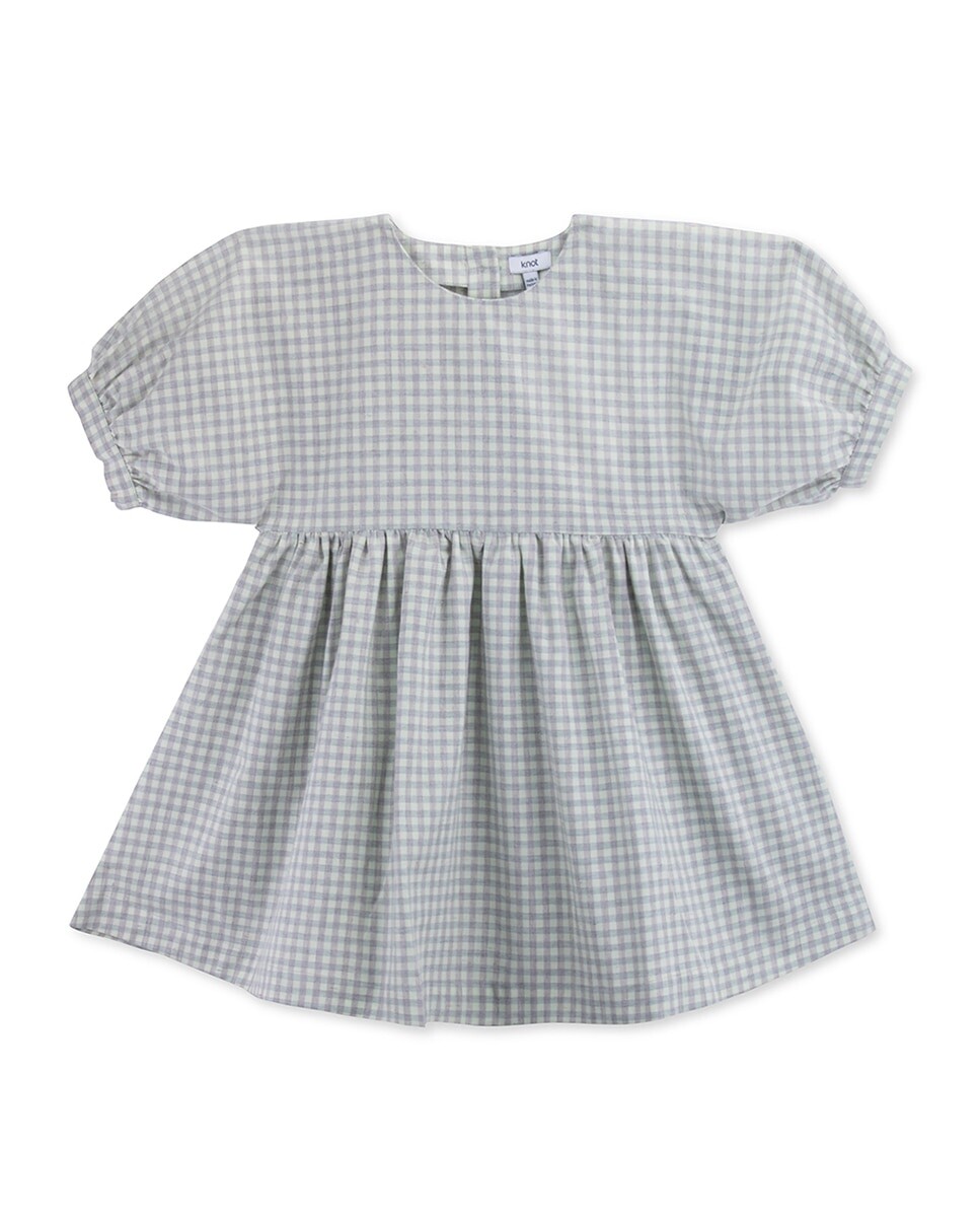 

Платье для девочки с короткими рукавами и клетчатым принтом KNOT, зеленый