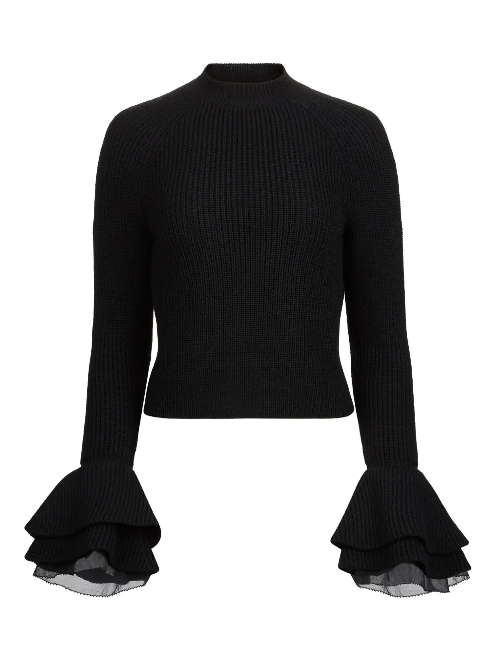 

Шерстяной топ с оборками Nina Ricci, черный