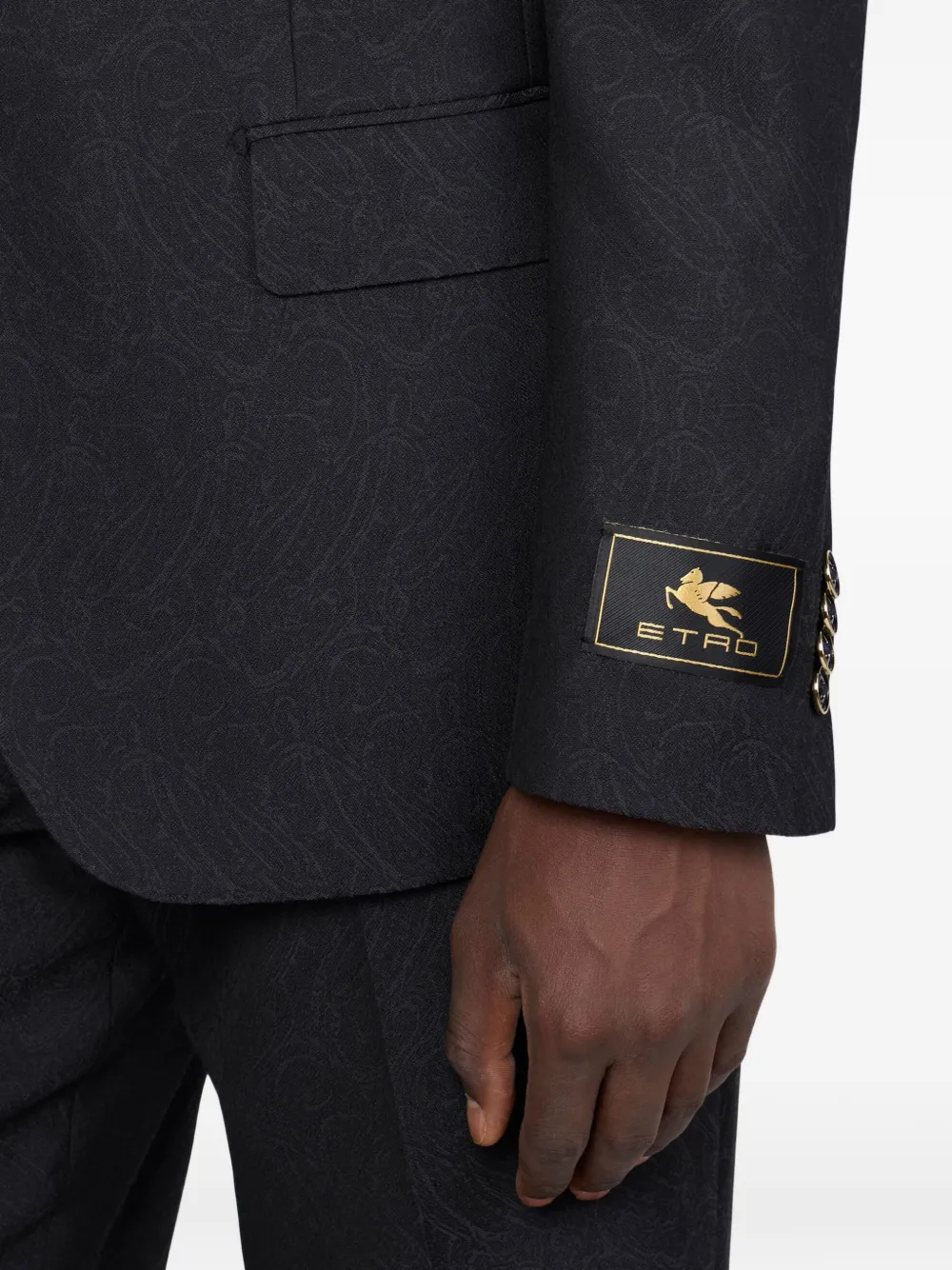 Однобортный жакет с узором пейсли Etro, черный — фото 4
