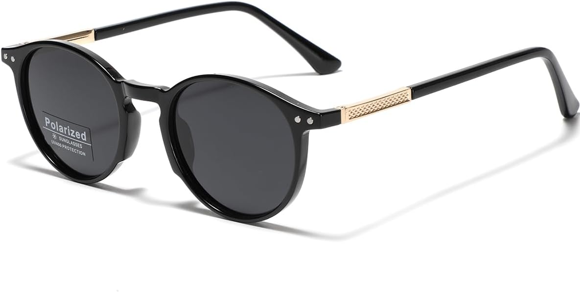 

Солнцезащитные очки Tr90 круглые, мужские, для вождения, с дужками из ацетата CP, унисекс, поляризованные, ретро, ​​женские, солнцезащитные очки UV400 weiyuchen, Black Gold Frame