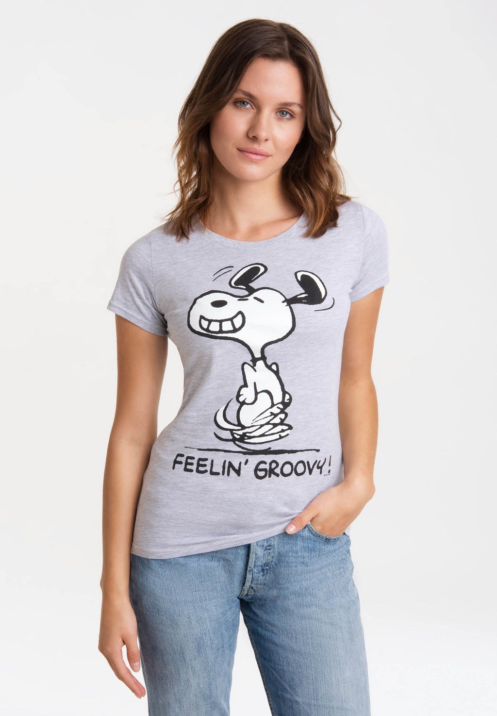 

Футболка с принтом SNOOPY FEELIN GROOVY LOGOSHIRT, серый