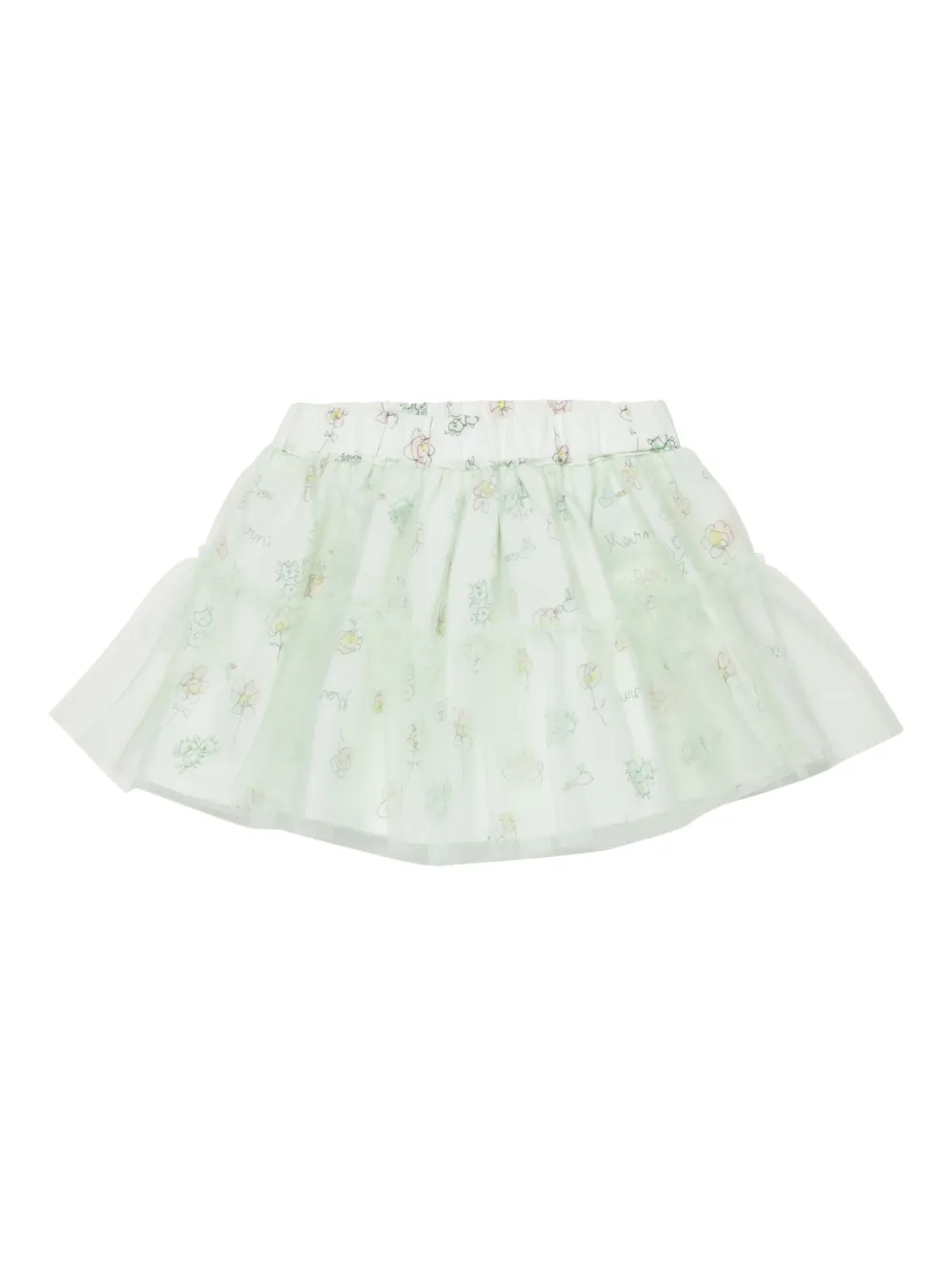 Юбка с оборками и цветочным принтом Marni Kids, белый — фото 2